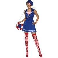 Smiffy\'s Sailor Cutie Costume Blue, Dress, Beret And Stockings - Blue, Medium