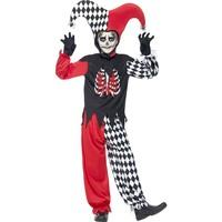 Smiffy\'s Children\'s Blood Curdling Jester Costume, Trousers, Top, Hat & Gloves, 