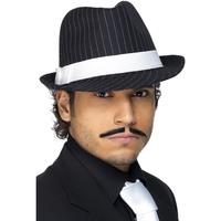 smiffys mens gangster trilby hat black with white stripes one size 364 ...