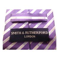 Smith and Ritherford Lilac and White Diagonal Stripe Luxury Designer Silk Tie