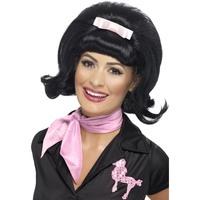 smiffys 50s flicked beehive bob with ribbon bow black