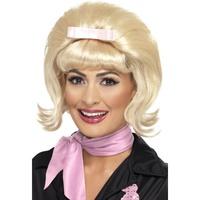 Smiffy\'s 50\'s Flicked Beehive Bob With Ribbon Bow - Blonde