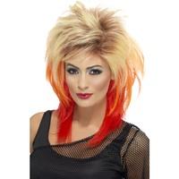 Smiffy\'s 80\'s Mullet Wig With Streaks - Blonde/red
