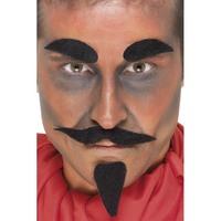 smiffys devil facial hair set with tash brows and beard black