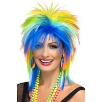 smiffys 80s rainbow punk wig multi colour