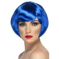 smiffys babe bob wig with fringe blue