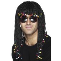 Smiffy\'s Braided Wig With Beads - Black