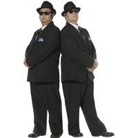 smiffys mens blues brothers costume suit jacket trousers size l colour