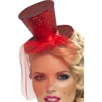Smiffy\'s Fever Mini Top Hat On Headband - Red