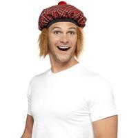 Smiffy\'s Tam-o-shanter Tartan Hat With Hair And Pom Pom