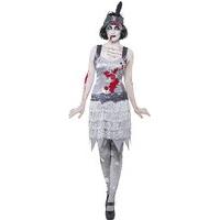 Smiffys Grey Womens Zombie Flapper Dress Costume