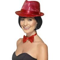 Smiffy\'s Unisex Sequin Trilby Hat (red)