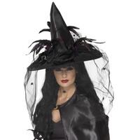 Smiffy\'s Deluxe Witch Hat - Black