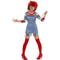 Smiffy\'s Women\'s Chucky Costume, Jumper, Dungarees, Mask & Wig, Size: 12-14, 