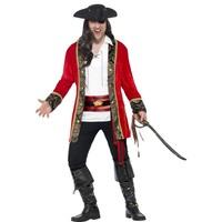 Smiffy\'s Men\'s Pirate Captain Costume, Jacket, Shirt And Waist Sash, Pirate, 