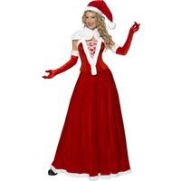 smiffys womens luxury miss santa costume hat cape corset skirt gloves 
