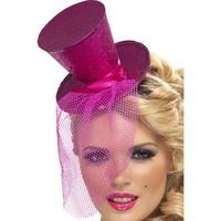 smiffys fever mini tophat on headband hot pink