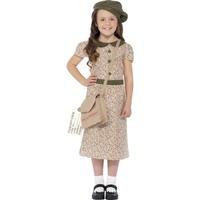 Smiffy\'s Children\'s Evacuee Girl Costume, Dress, Satchel, Id Tag & Beret, Ages