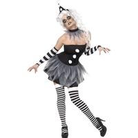 Smiffy\'s Women\'s Sinister Pierrot Costume, Dress, Neckpiece, Hat & Arm Cuffs, 
