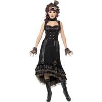 Smiffy\'s Women\'s Steam Punk Vamp Costume, Dress With Mock Waist Cincher And