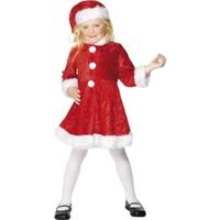 smiffys childrens mini miss santa costume dress hat santa ages 7 9 