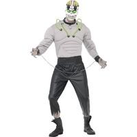 smiffys mens lab creature costume top trousers belt wrist cuffs chains ...