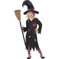 smiffys childrens cinder witch costume dress hat tights ages 4 6 