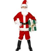 Smiffy\'s Children\'s Deluxe Santa Costume, Beard, Jacket, Trousers, Belt, Hat, 