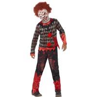 smiffys childrens deluxe zombie clown costume latex mask top trousers 