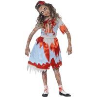 Smiffy\'s Children\'s Zombie Country Girl Costume, Dress, Skeleton Detail &