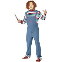 Smiffy\'s Men\'s Chucky Costume, Top, Dungarees & Mask, Size: S, Colour: Blue, 