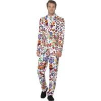 Smiffy\'s Men\'s Groovy Suit Stand Out Suit, Jacket, Trousers And Tie, Stand Out