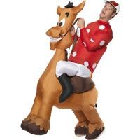 Smiffy\'s Men\'s Inflatable Jockey And Horse Costume, Shirt And Cap, Funny Side, 