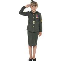 smiffys childrens ww2 army girl costume jacket skirt attached belt and