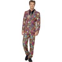 smiffys mens neon suit stand out suit jacket trousers and tie stand ou ...