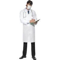 smiffys mens doctors costume long coat mask size l colour white 22192