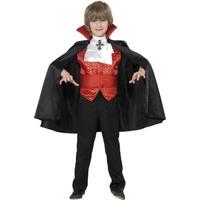Smiffy\'s Children\'s Dracula Boy Costume, Cape, Cummerbund, Cravat & Waistcoat, 