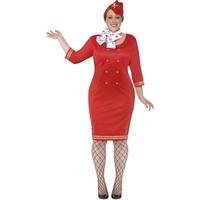 Smiffy\'s Women\'s Air Hostess Costume, Dress, Neck Scarf And Hat, Icons And