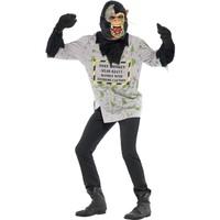Smiffy\'s Men\'s Mutant Monkey Costume, Top With Fur Arms And Latex Mask, Size: