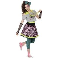 smiffys teens 80s wild child costume top vest skirt leggings gloves 