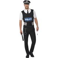 smiffys mens policeman instant kit vest mock shirt hat and handcuffs 
