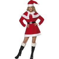 smiffys womens miss santa fleece costume dress cape belt hat santa 