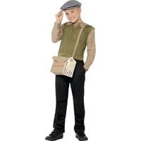 Smiffy\'s Children\'s Evacuee Boy Kit, Jumper With Attached Shirt, Hat, Bag And