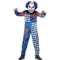 Smiffy\'s Children\'s Deluxe Sinister Clown Costume, Jumpsuit, Mask, Attached