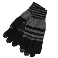 SmarTouch Chunky Knit 3 Finger Touchscreen Gloves Black/Grey One Size