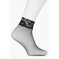 Small Scale Fishnet Ankle Socks - black