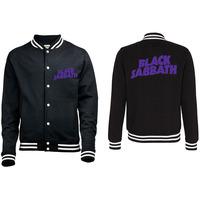 small black sabbath wavy logo mens varsity jacket