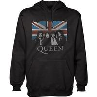 Small Black Men\'s Queen Vintage Union Jack Hooded Top