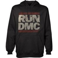 small black run dmc logo mens hooded top