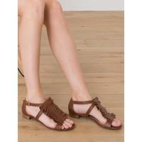 Smooth leather sandals with small fringe, HORTON